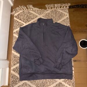 Aritzia Womens’s Charcoal Sweat Fleece Zip-Up Sweater